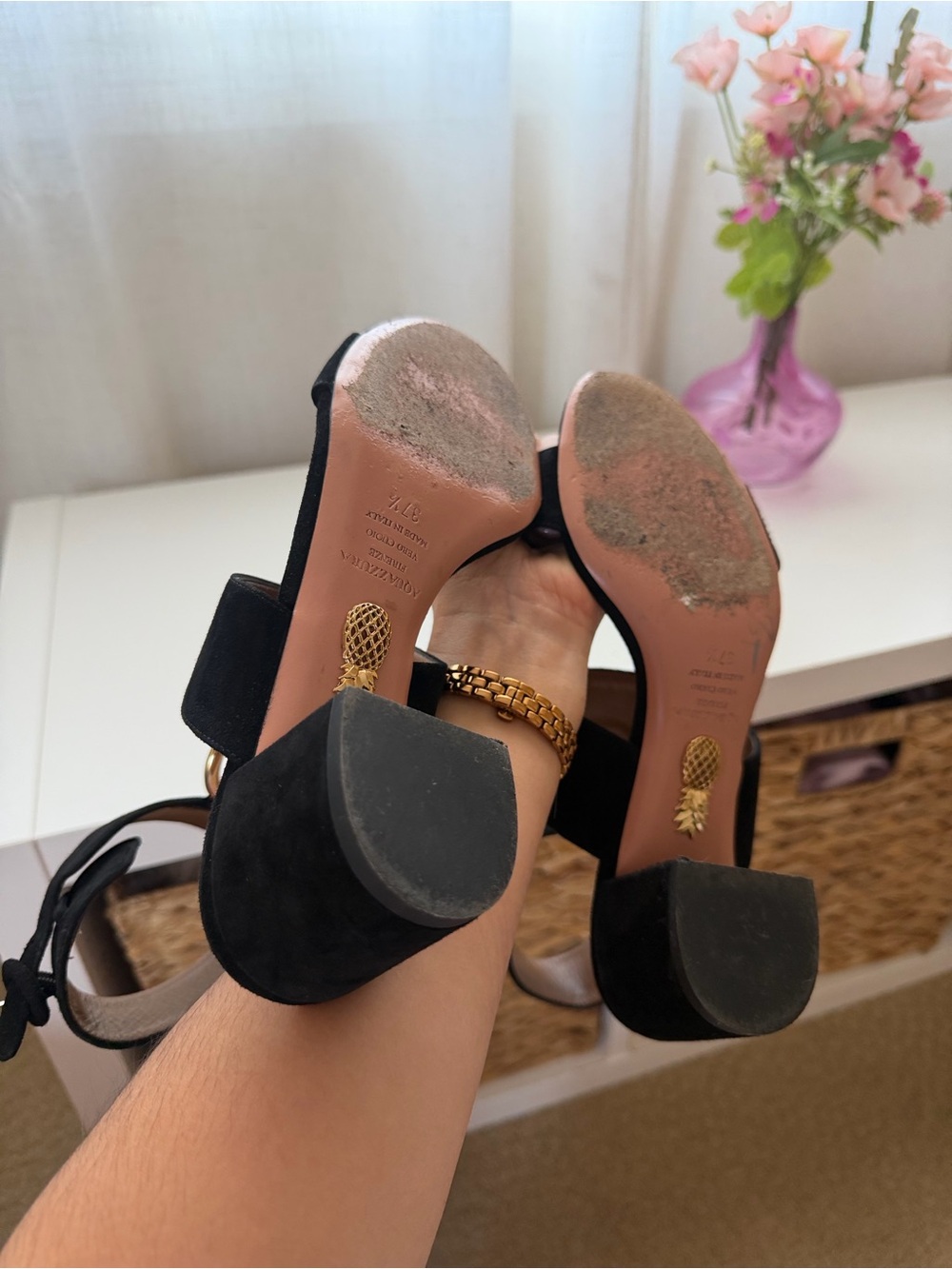 Aquazzura Safari Suede Block Heel Sandals - Picture 4 of 7